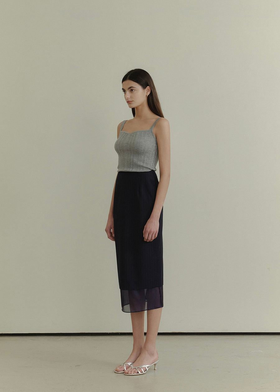 ELBORN | Caden Organza Skirt (Navy Stripe)