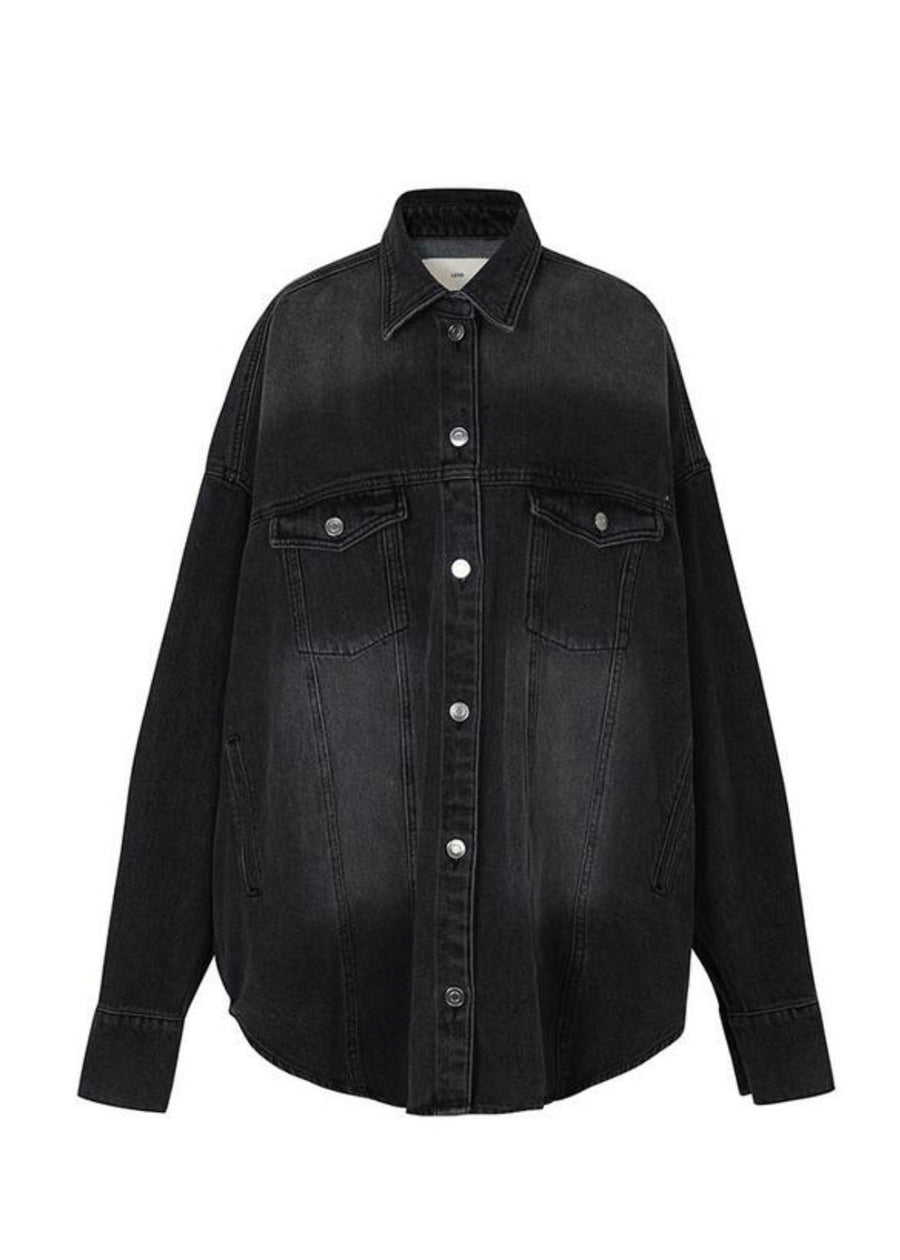 LEHA | Hackney Oversized Denim Jacket  (Black)