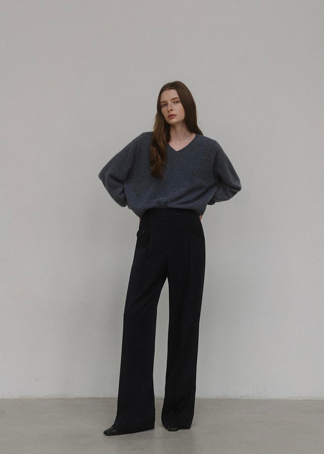 ELBORN | Troy Wide Wool Pants (Navy)