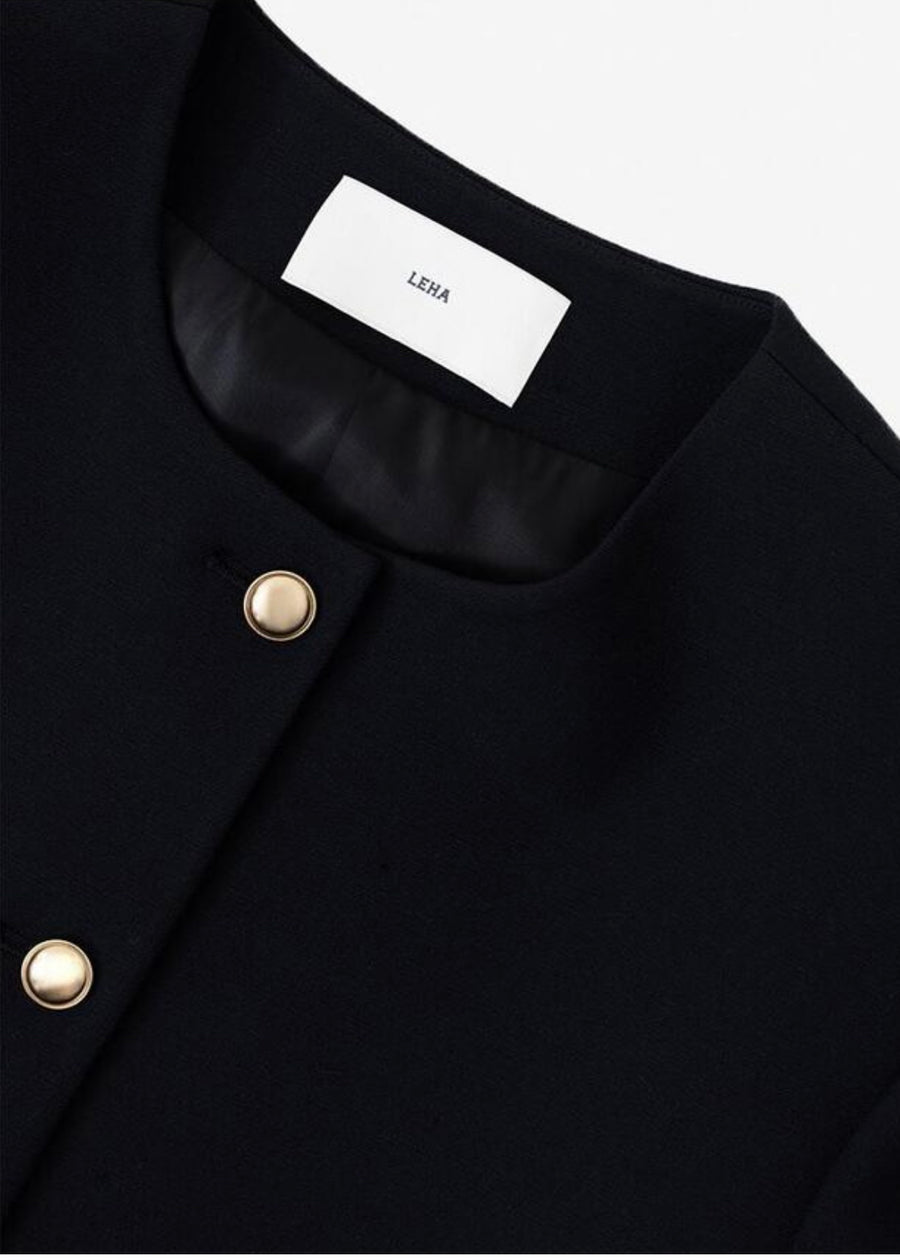 LEHA | Wilton Button Down Wool Jacket (Dark Navy)