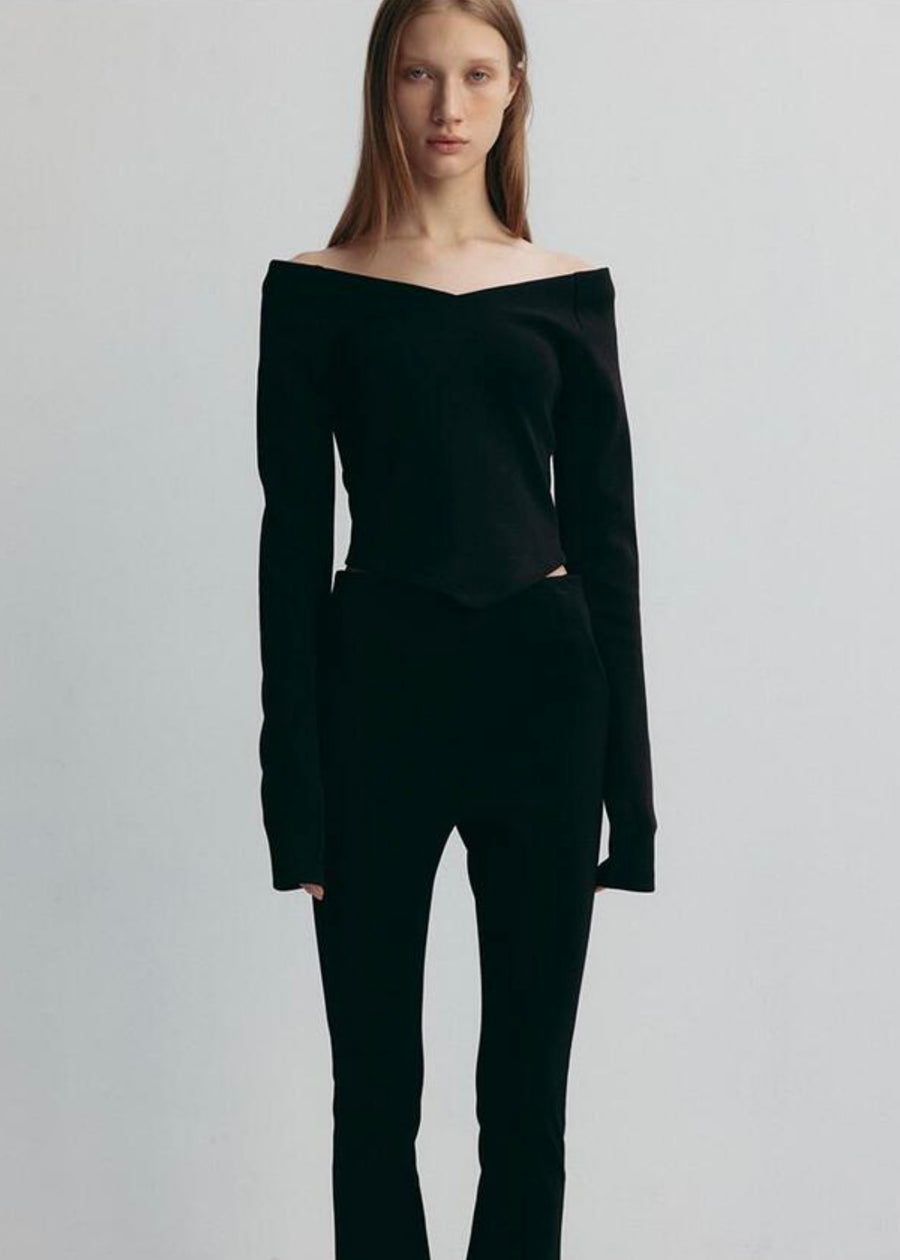 LEHA | Beau Off The Shouder Rib Knit Top (Black)