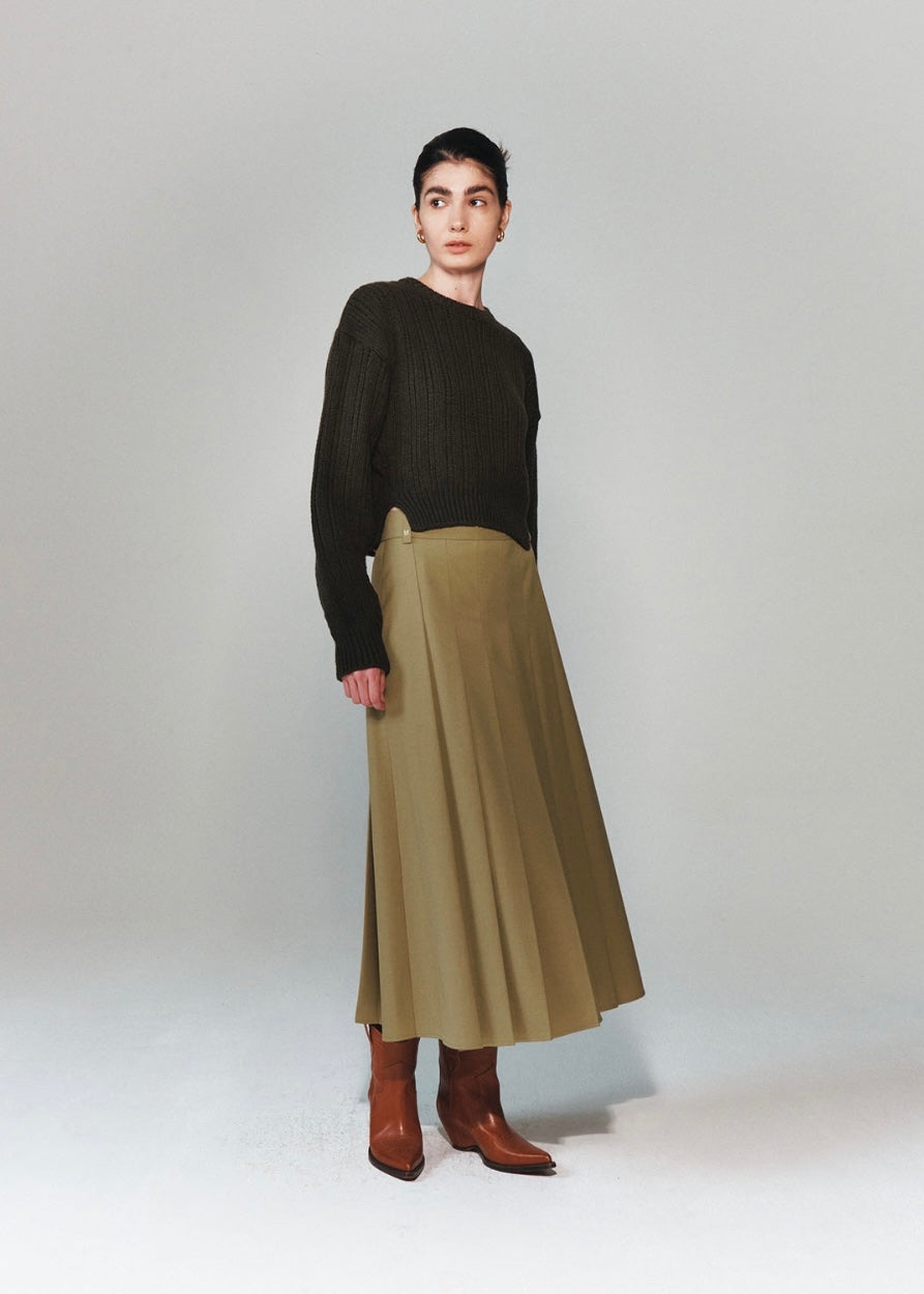 LEMOT | Needle Point Long Pleats Skirt
