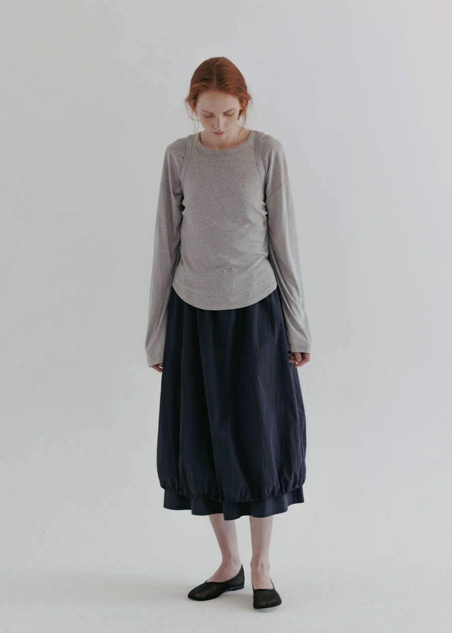 MOIA | String Double Skirt (Navy)