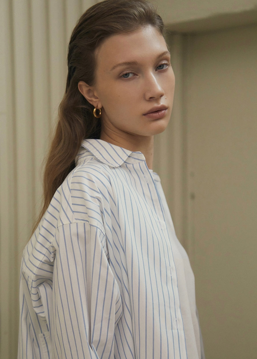 [RE-ORDER] ELBORN | Bonnie Cut-out Shirt (Stripe)