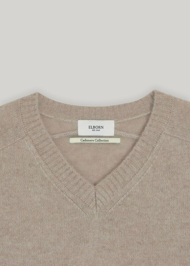 ELBORN | Melrose V-neck Cashmere Knit Top (Oatmeal)