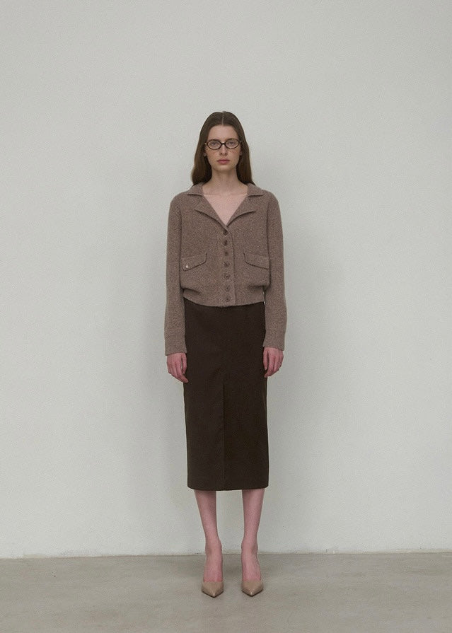 ELBORN | Dion Cashmere Knit Jacket (Mocha)