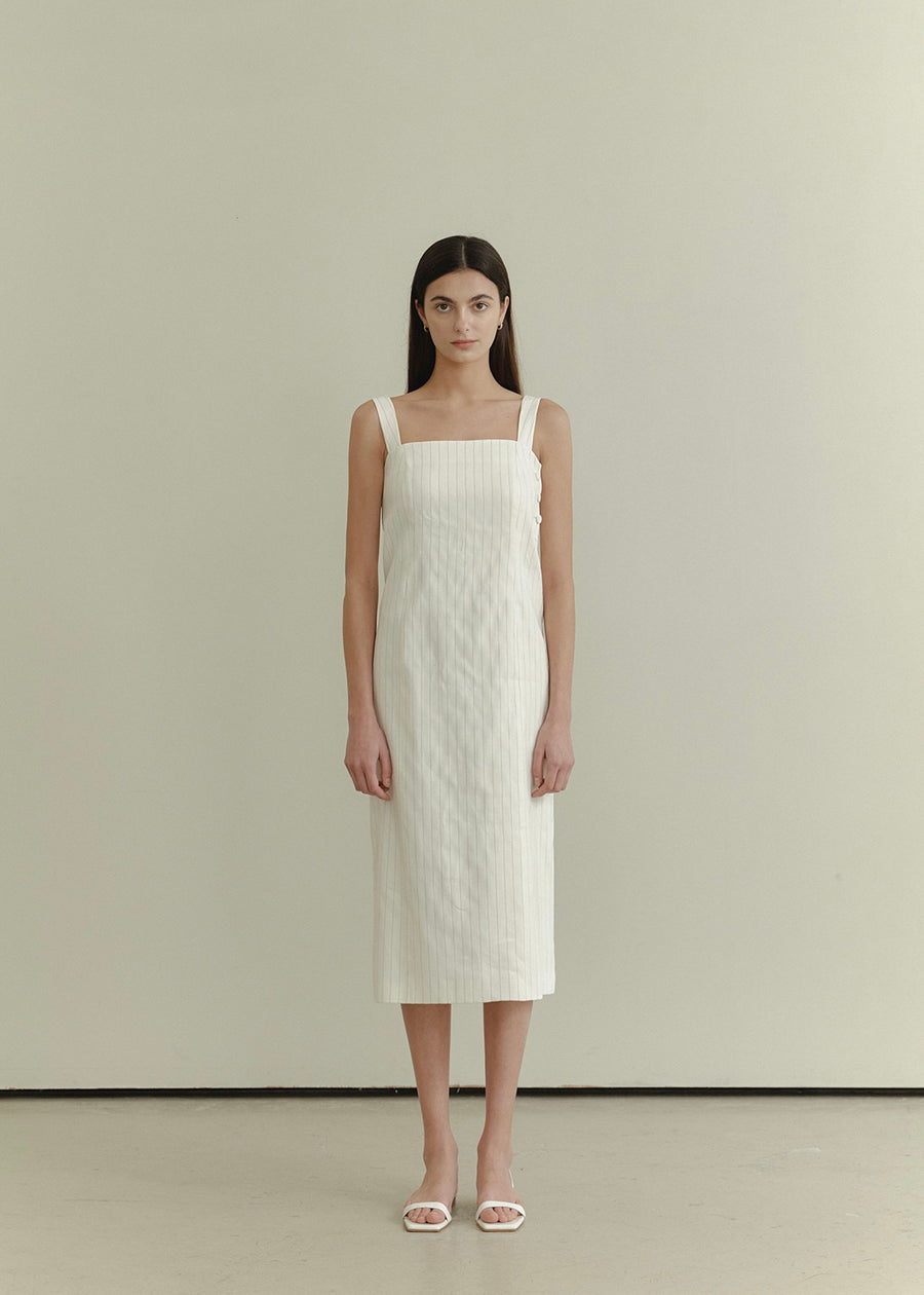 ELBORN | Laura Sleeveless Long Dress (Stripe White)