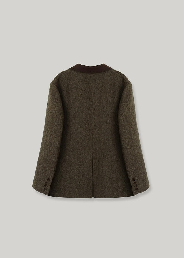 [1ST RE-ORDER] ELBORN | Heather Wool Jacket (Green)