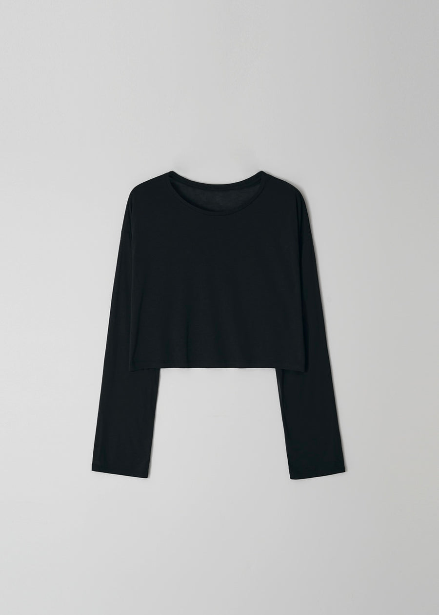 MOIA | Silk Crop T-Shirt (Dark Navy)