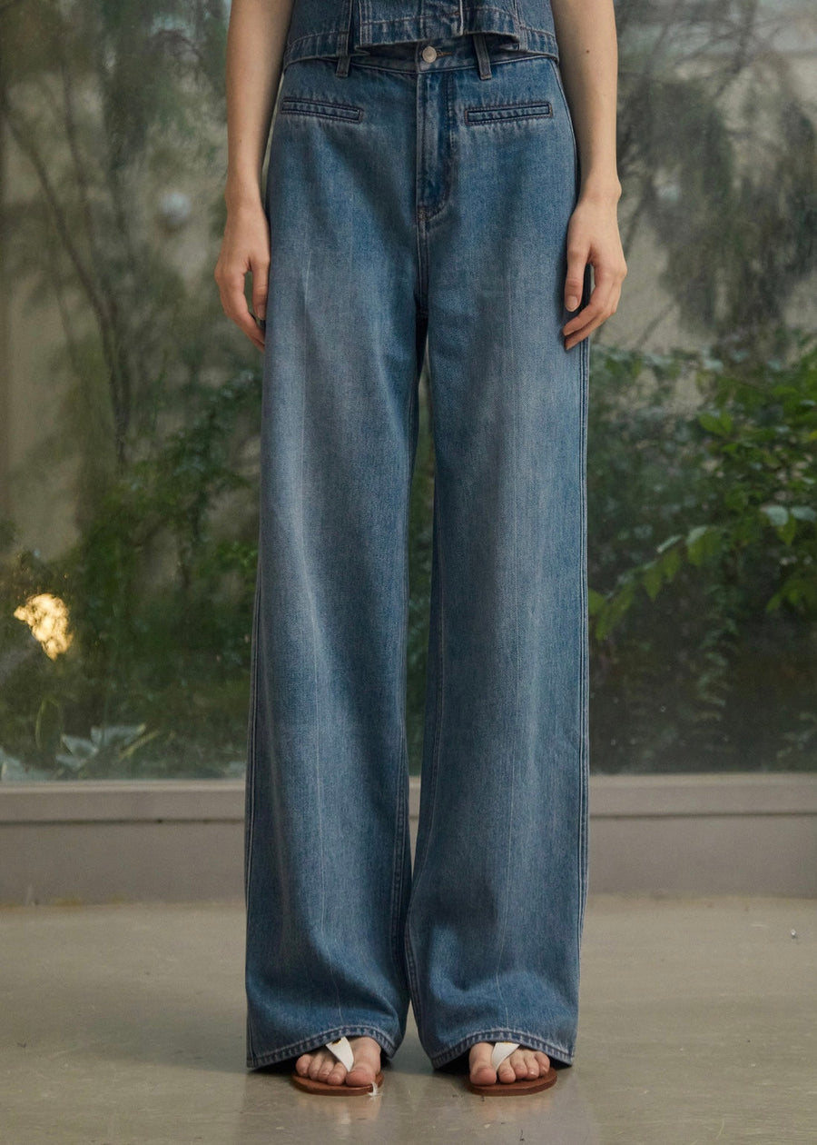 ELBORN | Ainhoa Wide Denim Pants (Blue)