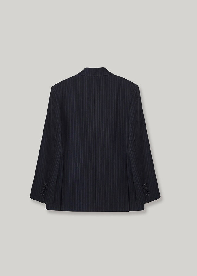 ELBORN | Lawten Wool Double Jacket (Stripe Navy)