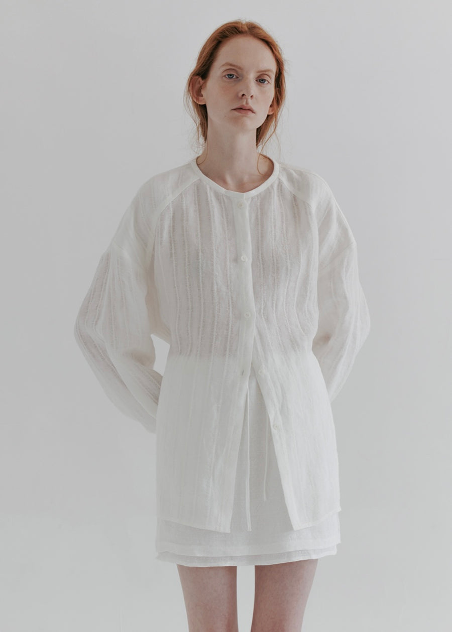 MOIA | Linen Round Shirt (White)