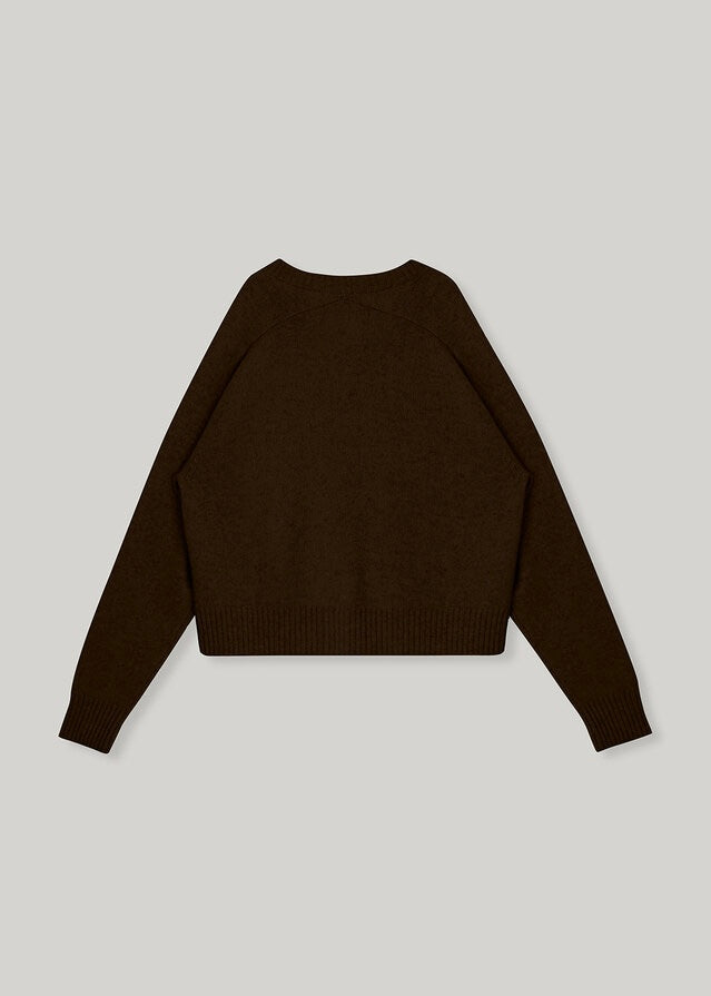 ELBORN | Melrose V-neck Cashmere Knit Top (Brown)