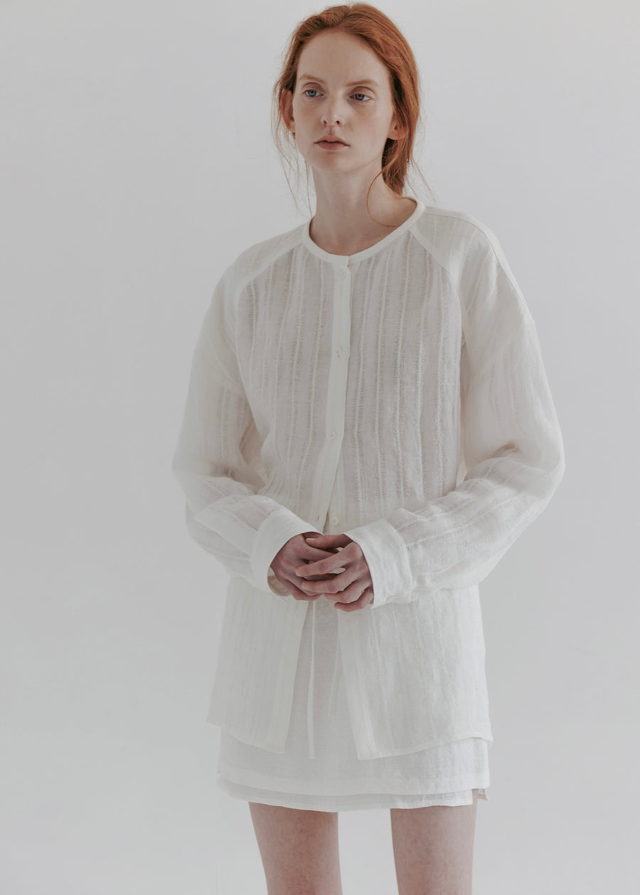 MOIA | Linen Round Shirt (White)