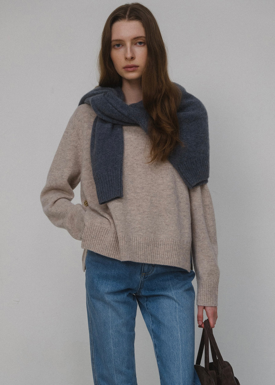 ELBORN | Ponte Merino Wool Knit Top (Oatmeal)