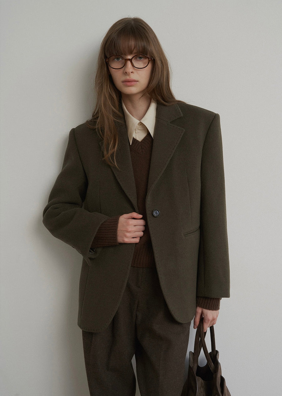 ELBORN | Wallace Wool Half Coat (Khaki)