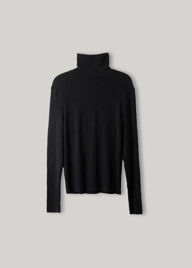 2ND | ELBORN | Raw Edge Turtleneck Jersey Top (4 Colors)