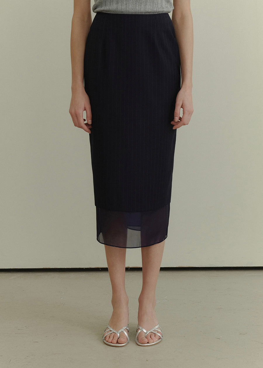 ELBORN | Caden Organza Skirt (Navy Stripe)