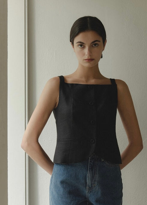 ELBORN | Marie Button Vest (Black)