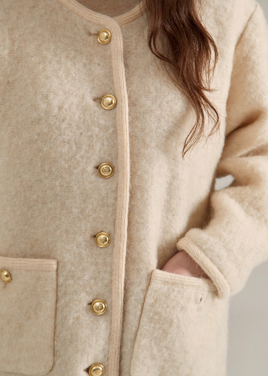 1st ELBORN | Senne Button Cardigan (Peach Cream)