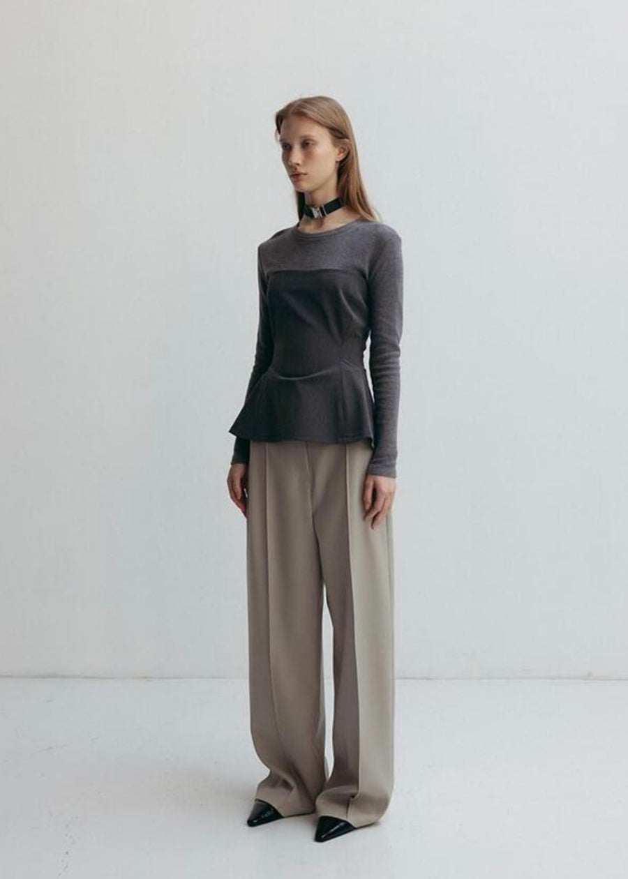 LEHA | Mateo Wool-Blend Wide Pants (Beige)