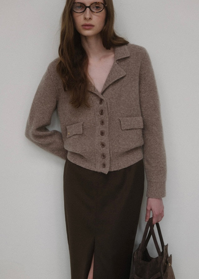 ELBORN | Dion Cashmere Knit Jacket (Mocha)