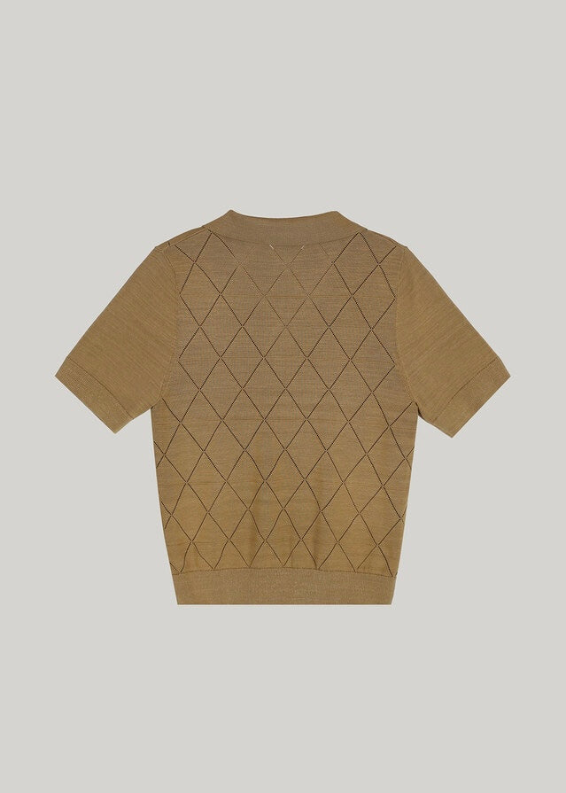 ELBORN | Alma Collar Knit Top (Camel Beige)