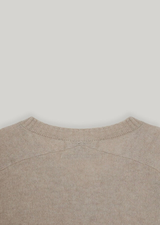 ELBORN | Melrose V-neck Cashmere Knit Top (Oatmeal)