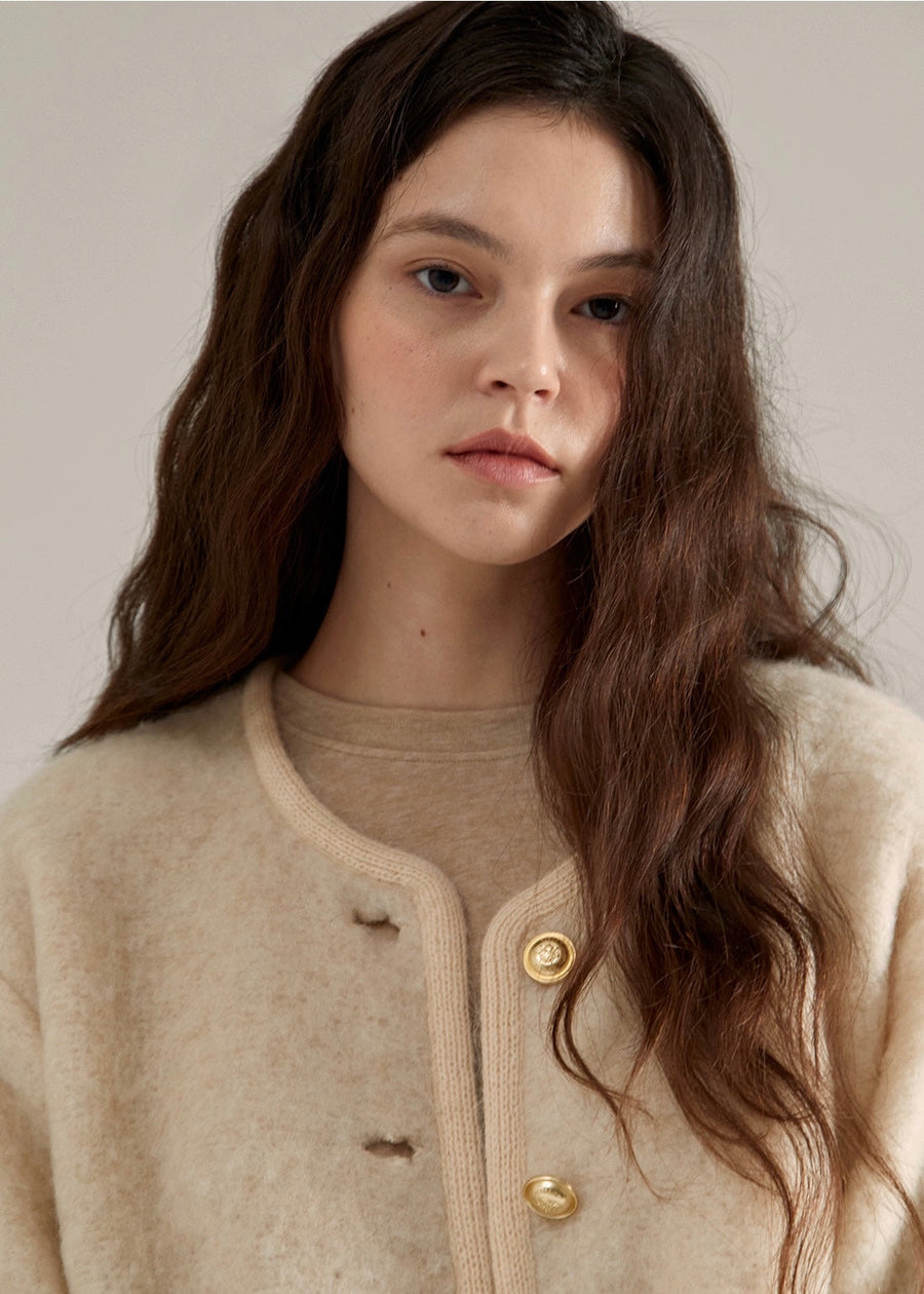 1st ELBORN | Senne Button Cardigan (Peach Cream)