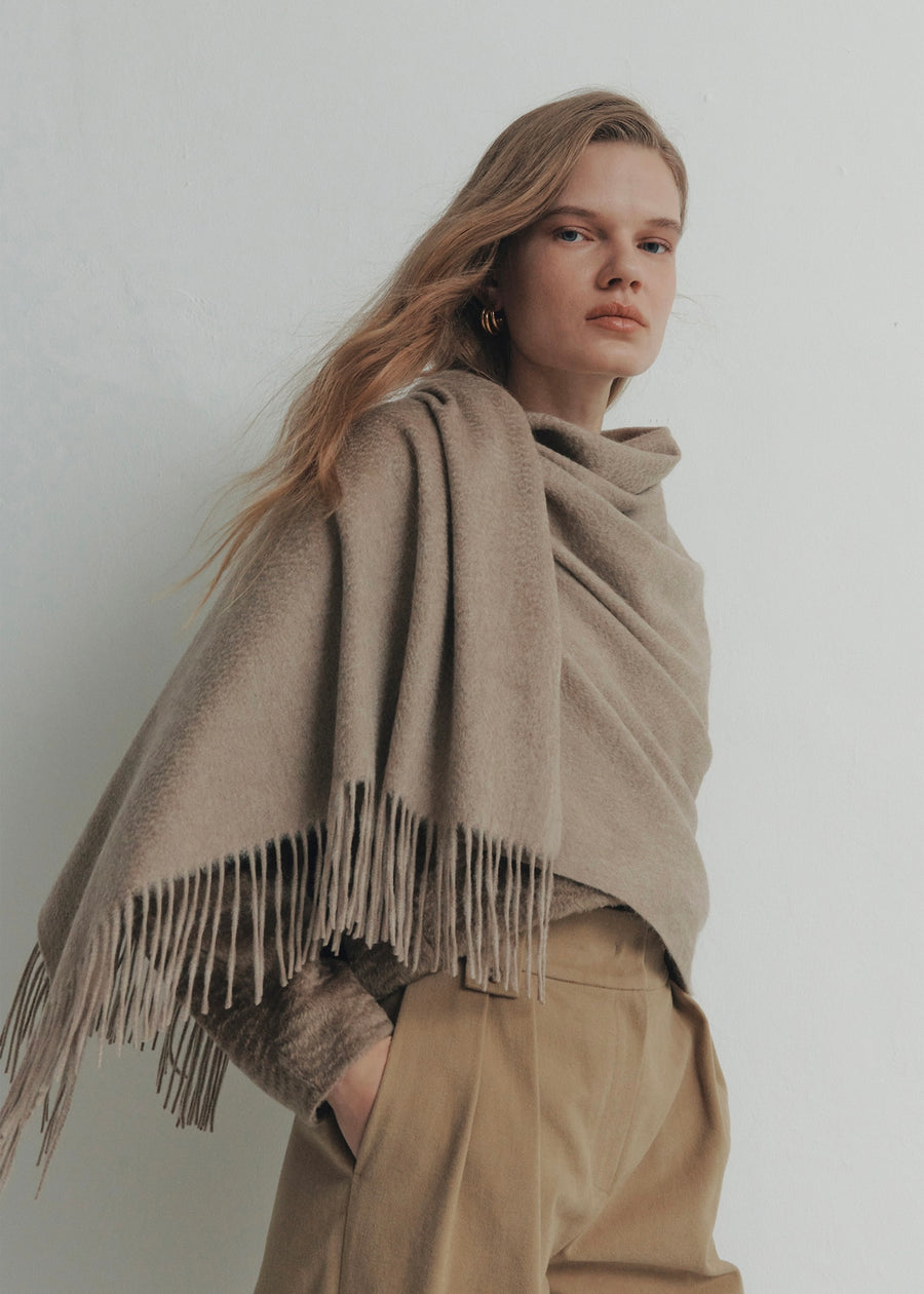 2nd -ELBORN | Bianca Cashmere 100% Muffler (Hazelnut Beigel)