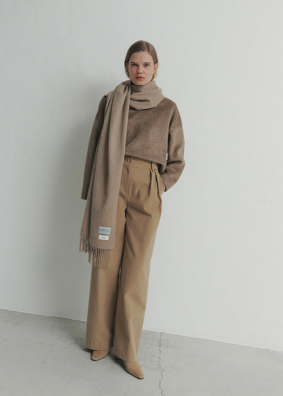 2nd -ELBORN | Bianca Cashmere 100% Muffler (Hazelnut Beigel)