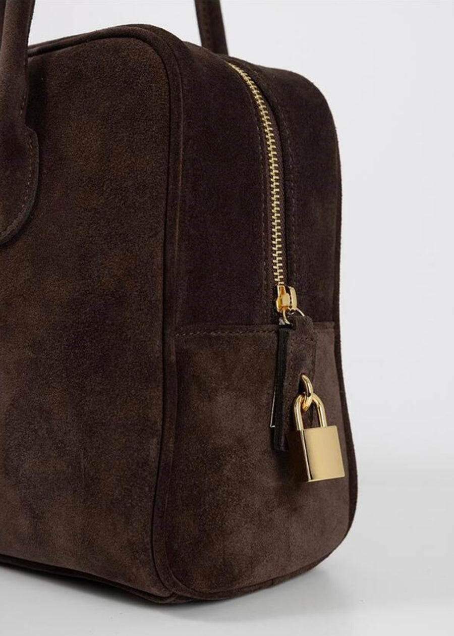 LEHA | Harper Square Suede Bag (Brown)