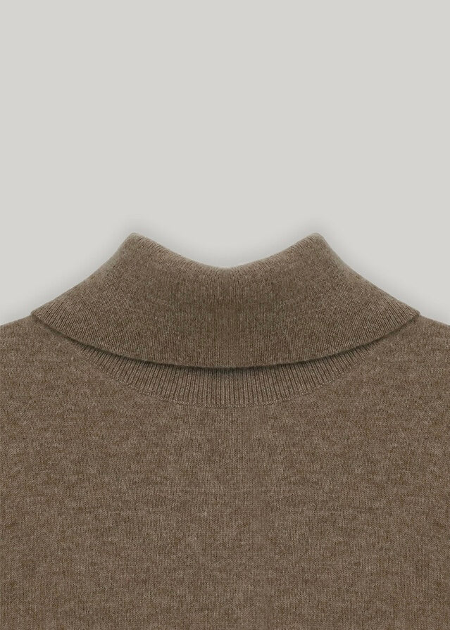 ELBORN | Aria Cashmere Cut Turtleneck Knit (Mocha Beige)