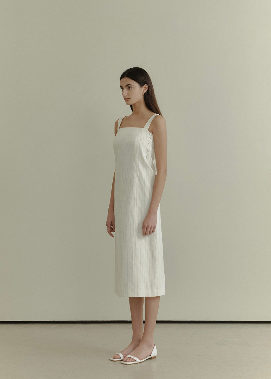 ELBORN | Laura Sleeveless Long Dress (Stripe White)