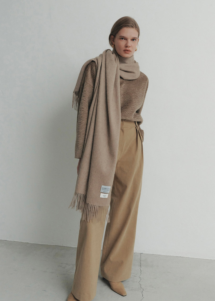 2nd -ELBORN | Bianca Cashmere 100% Muffler (Hazelnut Beigel)