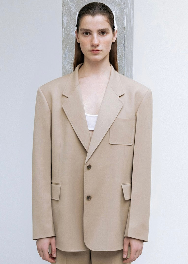 LEHA | Rone Oversized Wool-Blend Jacket (Beige)