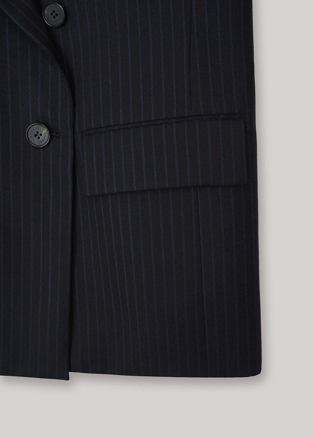 ELBORN | Lawten Wool Double Jacket (Stripe Navy)