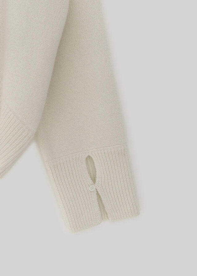 ELBORN | Becky Cashmere 100% High-neck Sweater (Cream)