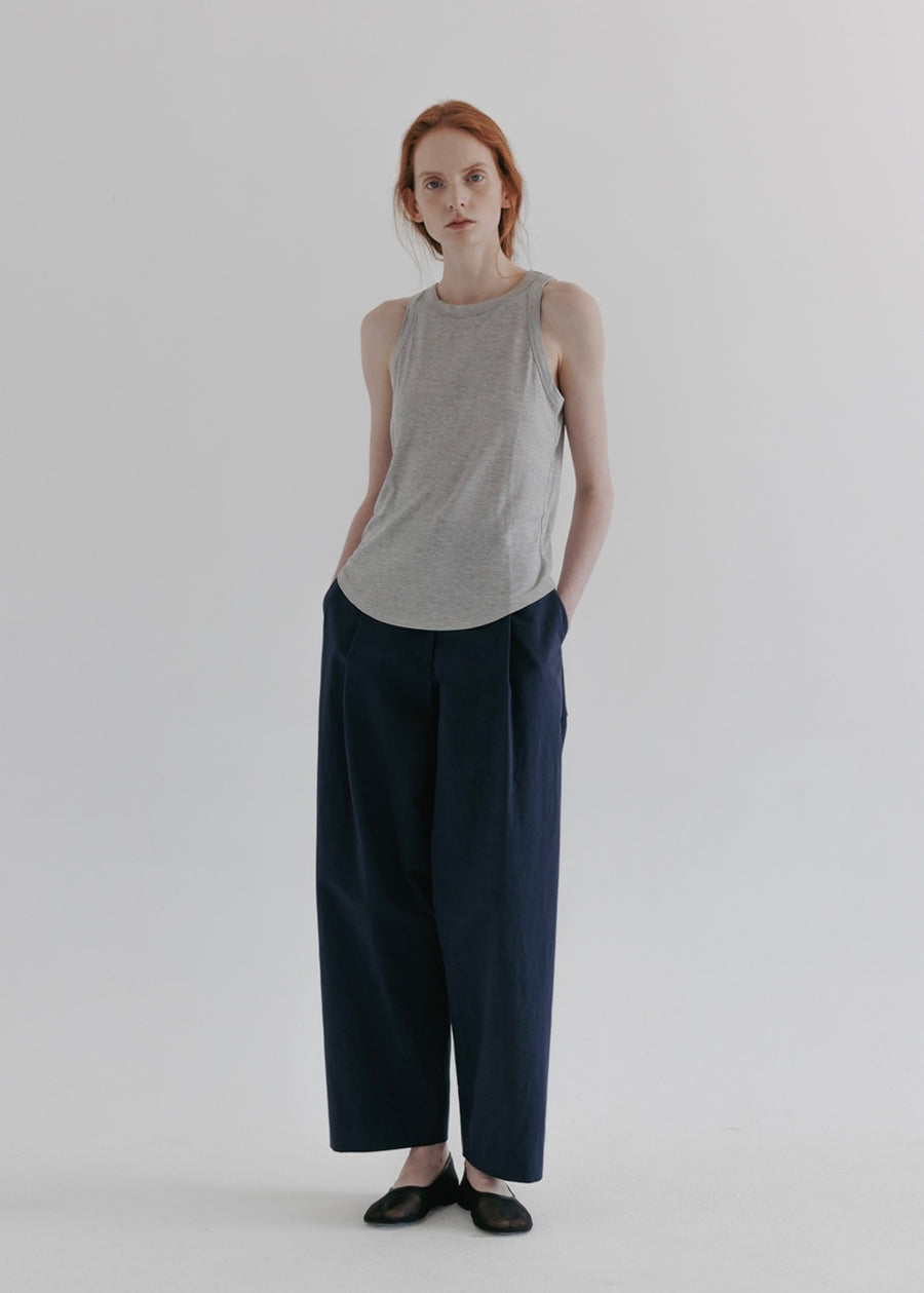 MOIA | Silk Ribbed Top (Light Gray)