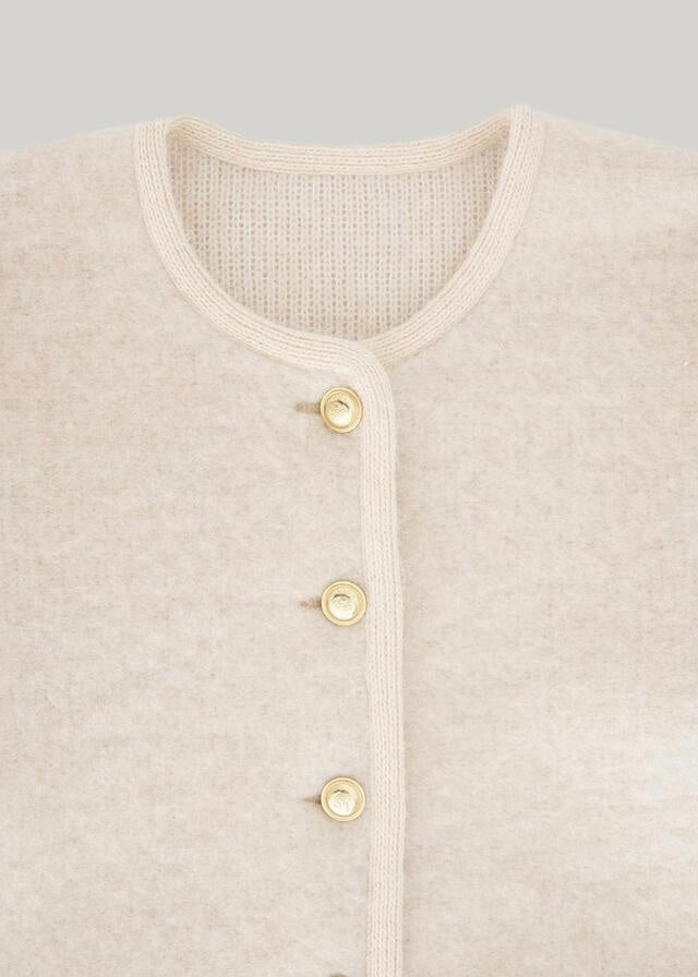 1st ELBORN | Senne Button Cardigan (Peach Cream)