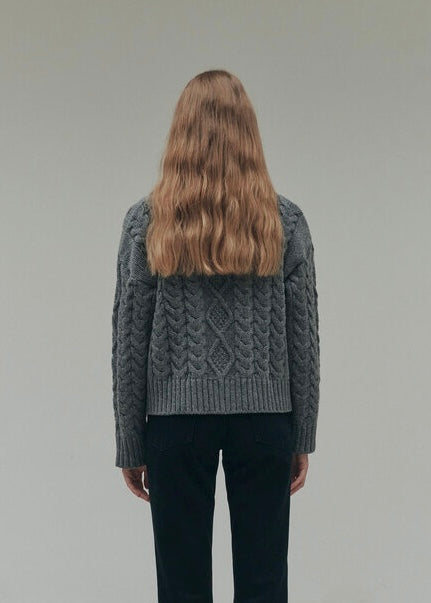 ELBORN | Poel Cable Button Sweater (Charcoal)