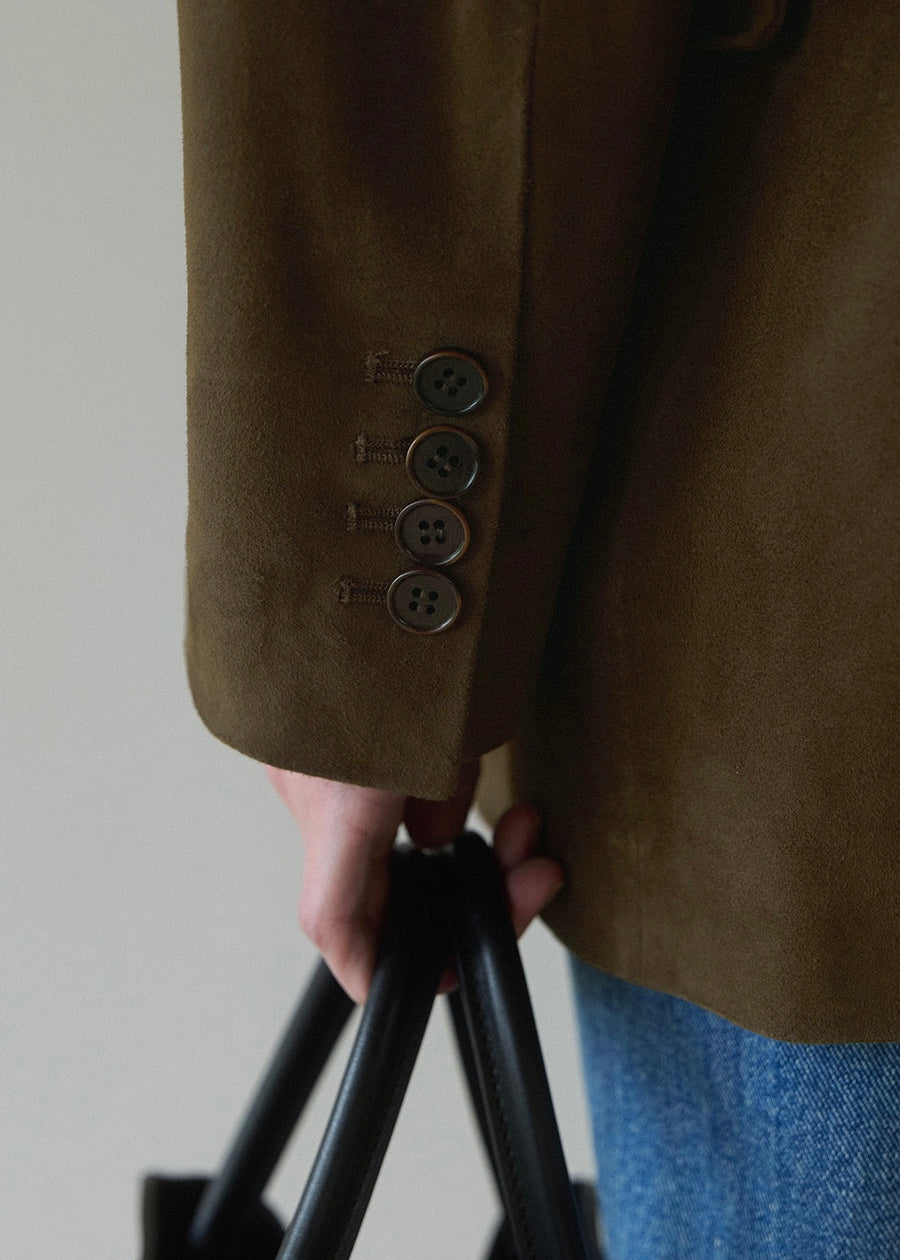 [LIMITED]  ELBORN | Bueno Suede Jacket (Olive Brown)