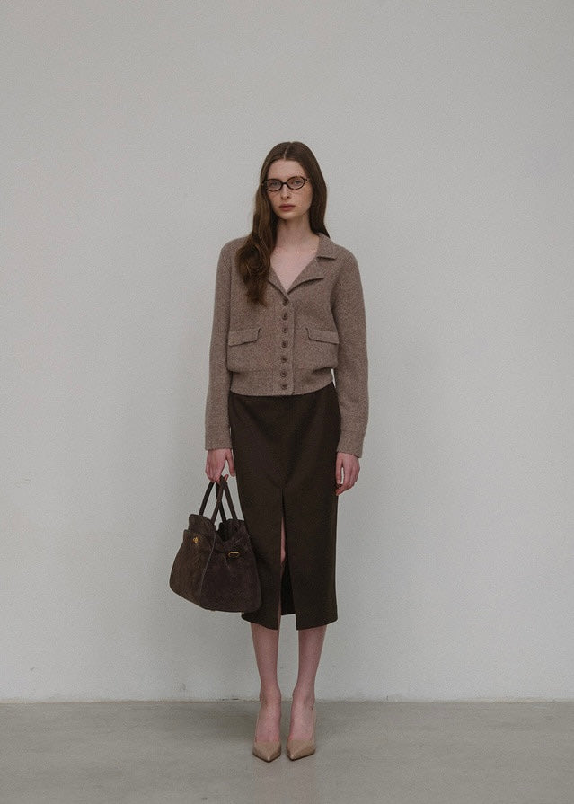 ELBORN | Dion Cashmere Knit Jacket (Mocha)