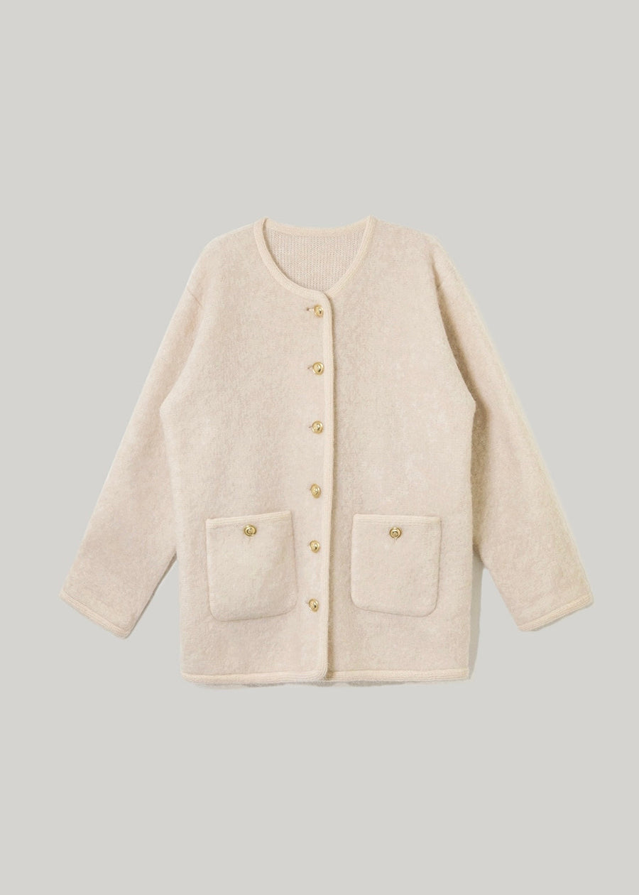 1st ELBORN | Senne Button Cardigan (Peach Cream)