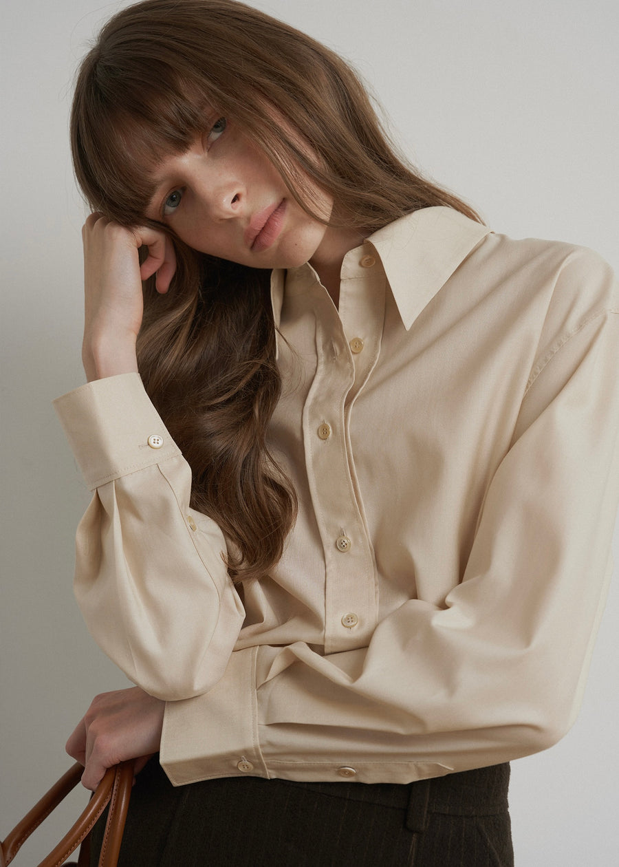 ELBORN | Cornella Wool Silk Shirt (Almond)