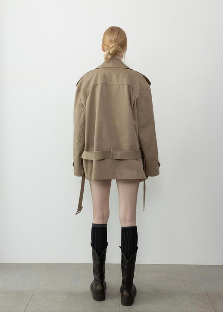 LEHA | Aron Belted Cotton-Gabardine Trench Jacket (Beige)