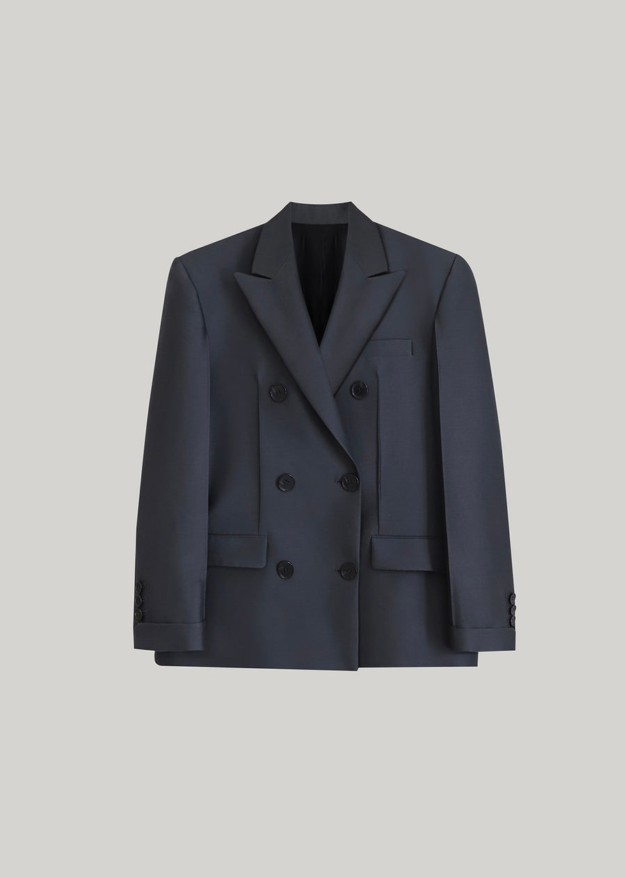 ELBORN | Andrea Wool Silk Double Blazer (Charcoal)