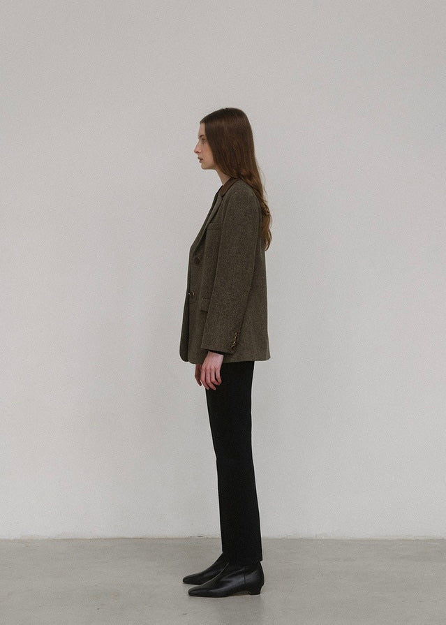 [1ST RE-ORDER] ELBORN | Heather Wool Jacket (Green)