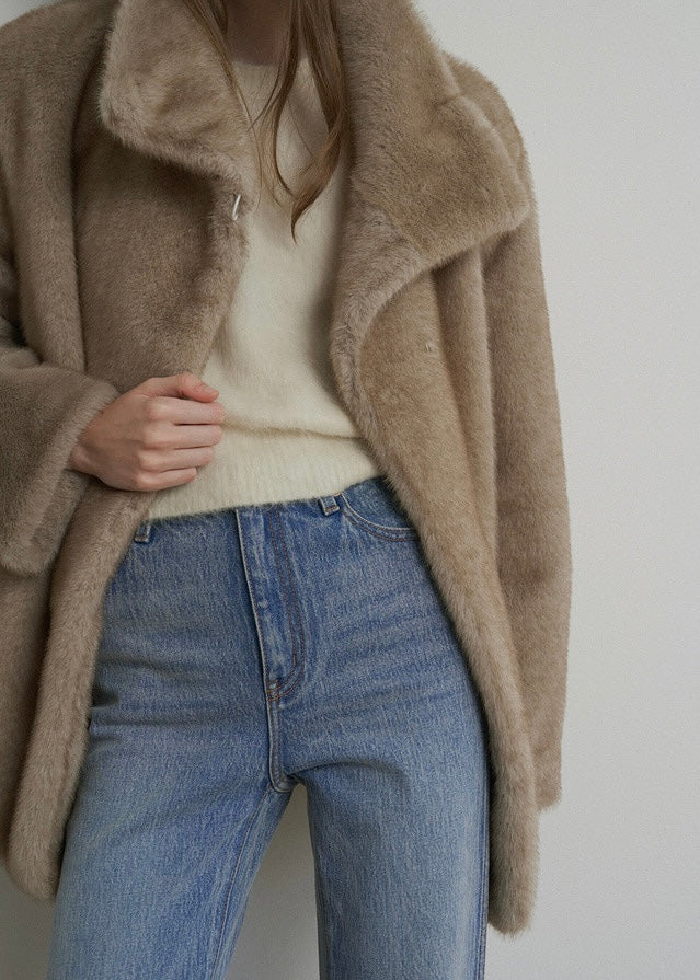 ELBORN | Delfine Half Fur Coat (Beige)