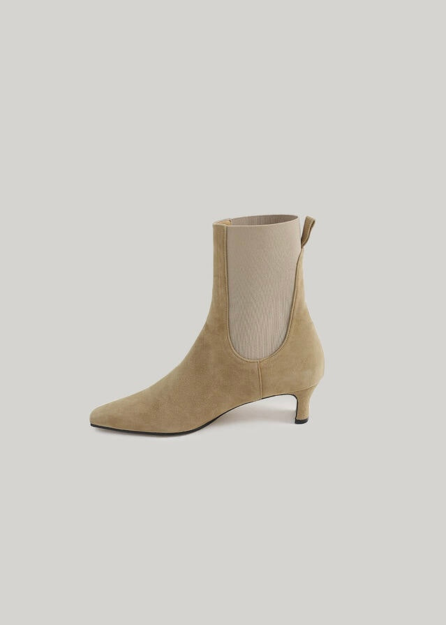 ELBORN | Vendome Leather Ankle Boots (Beige Suede)